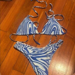 SHEIN Blue and White Swirl Bikini